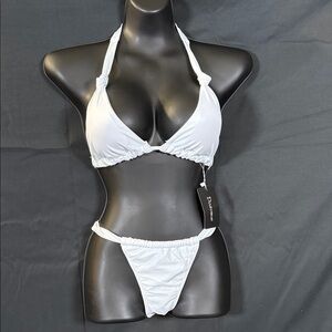 Elegant White Halter Bikini Set